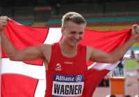 Daniel Wagner fejrer guldet på 100 m ved EM i para-atletik. Foto: Karl Nilsson